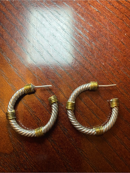 Unbranded Jewelry - Two-Tone Rope Hoop Earrings - no Markings